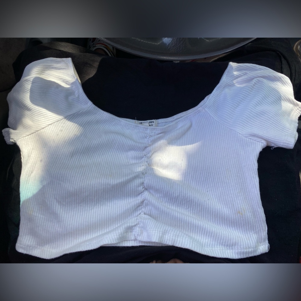 Off the shoulder white little crop top